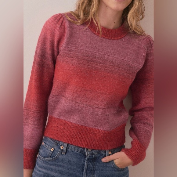 NWT Marine Layer Ayla Ombré Stripe Puff Sleeve Sweater in Size XL - Picture 8 of 13
